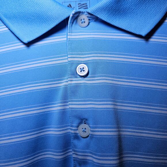 ADIDAS GOLF POLO CLIMALITE Light Blue Striped Mens Large Baker National Golfing - Picture 4 of 13